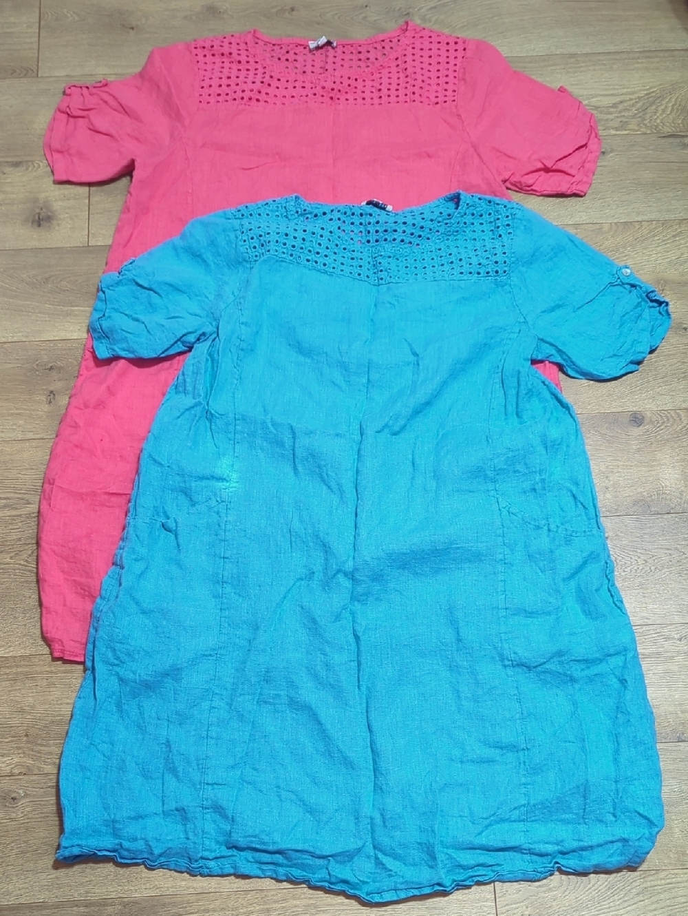 OSO Casuals Linen Made in Italy pink+ blue Dresses 3X